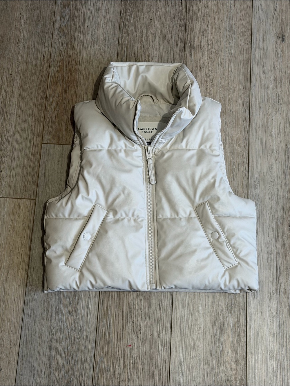 American Eagle Outfitters Cream Quilted Jacket